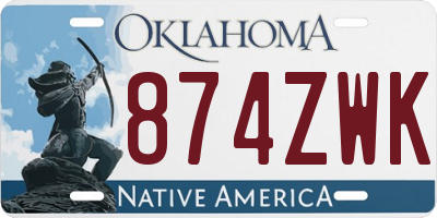 OK license plate 874ZWK