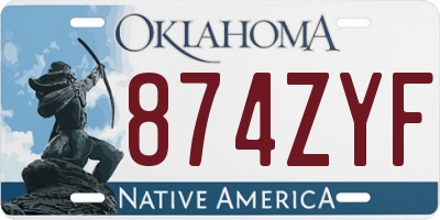 OK license plate 874ZYF