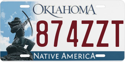 OK license plate 874ZZT