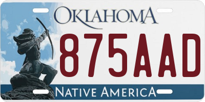 OK license plate 875AAD