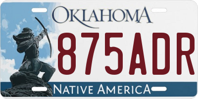 OK license plate 875ADR