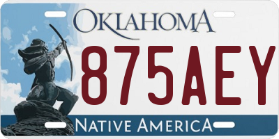 OK license plate 875AEY