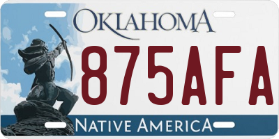 OK license plate 875AFA