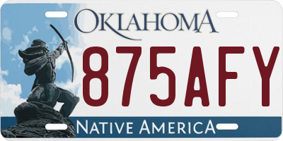 OK license plate 875AFY