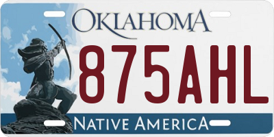 OK license plate 875AHL