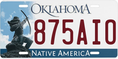 OK license plate 875AIO
