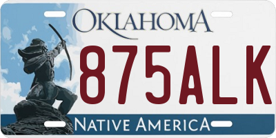 OK license plate 875ALK