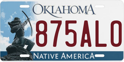 OK license plate 875ALO