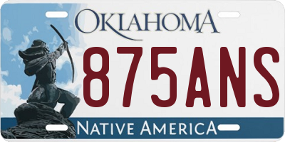 OK license plate 875ANS