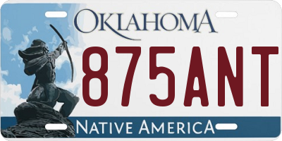 OK license plate 875ANT