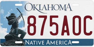 OK license plate 875AOC