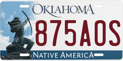 OK license plate 875AOS