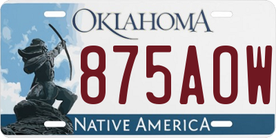 OK license plate 875AOW