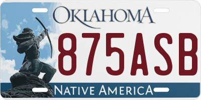 OK license plate 875ASB