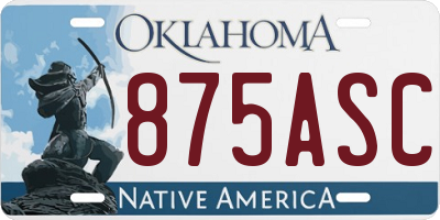 OK license plate 875ASC
