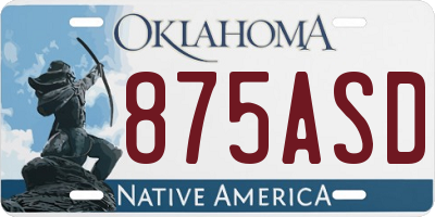 OK license plate 875ASD