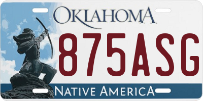OK license plate 875ASG