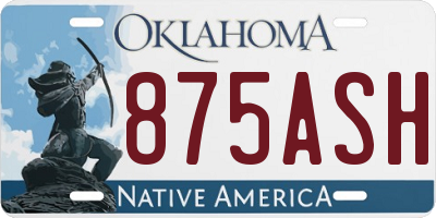 OK license plate 875ASH