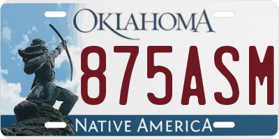 OK license plate 875ASM
