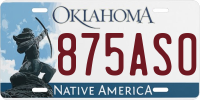 OK license plate 875ASO