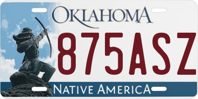 OK license plate 875ASZ