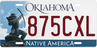 OK license plate 875CXL