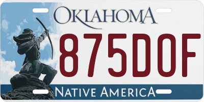 OK license plate 875DOF