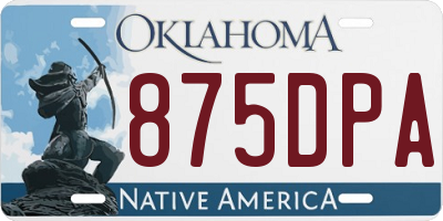 OK license plate 875DPA
