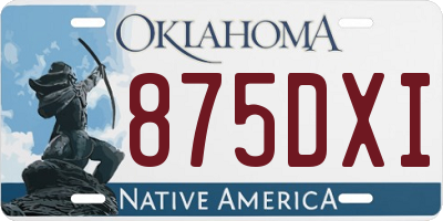 OK license plate 875DXI