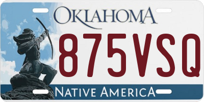 OK license plate 875VSQ