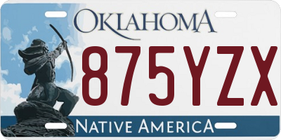 OK license plate 875YZX