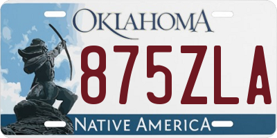 OK license plate 875ZLA