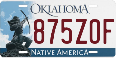 OK license plate 875ZOF