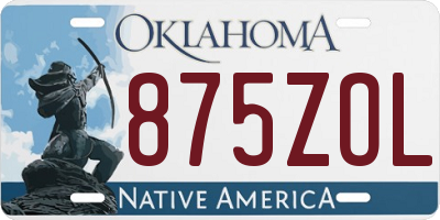 OK license plate 875ZOL