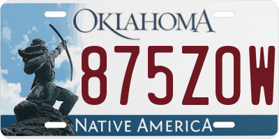 OK license plate 875ZOW