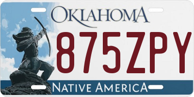 OK license plate 875ZPY