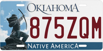 OK license plate 875ZQM