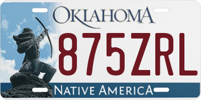 OK license plate 875ZRL