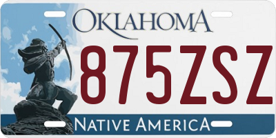 OK license plate 875ZSZ