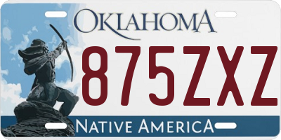 OK license plate 875ZXZ