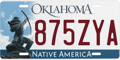 OK license plate 875ZYA