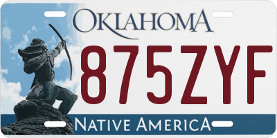 OK license plate 875ZYF