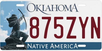 OK license plate 875ZYN