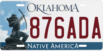 OK license plate 876ADA