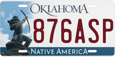 OK license plate 876ASP