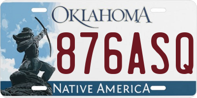 OK license plate 876ASQ
