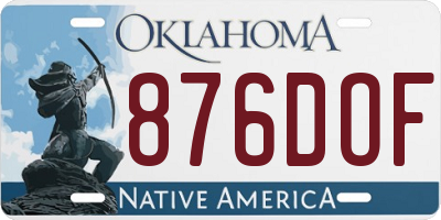 OK license plate 876DOF
