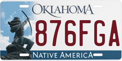OK license plate 876FGA