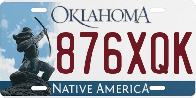 OK license plate 876XQK