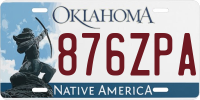 OK license plate 876ZPA